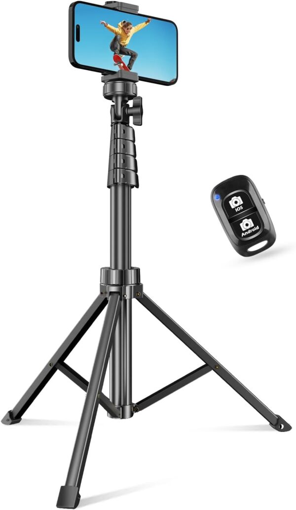 SENSYNE 62" Phone Tripod & Selfie Stick, Extendable Cell Phone Tripod Stand with Wireless Remote and Phone Holder