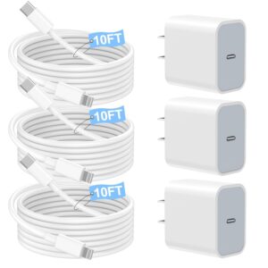 iPhone 3Pack Fast Charger, 10 FT USB C to Lightning Cable, Long 10 Foot Cord for Apple iPhone 14 Pro Max/13 Pro/12 MINI/11/SE/X