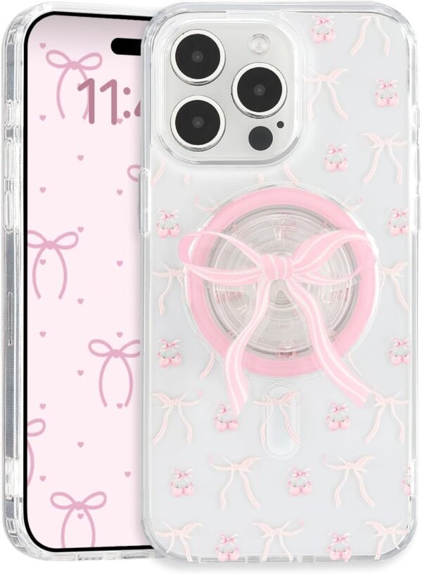 Magnetic Case for iPhone 11, 3D Pink Magnetic Stand Bowknot Phone Case