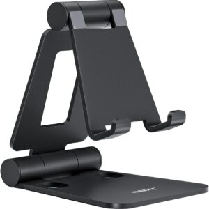 Fully Adjustable Foldable Desktop Phone Holder Cradle Dock Compatible with Phone 16 15 14 13 12 11 Pro Xs Xs Max Xr X 8, Nintendo Switch, All Phones
