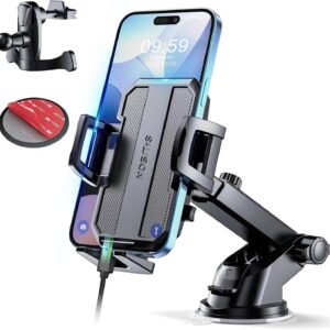 Upgraded 3-in-1 Car Phone Holder Mount [Powerful Suction] Phone Mount for Car Dashboard Air Vent Windshield