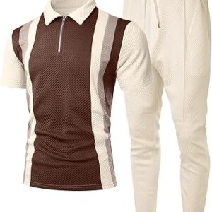 Mens Sweat Suits Set Tracksuit 2 Piece Outfits Short Sleeve
