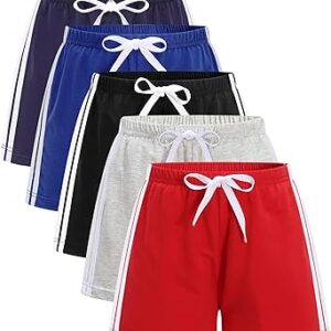 GFQLONG 5 Pack Toddler Boys Girls Cotton Athletic Running Shorts, Kids Summer Casual Fashion Soccer Shorts