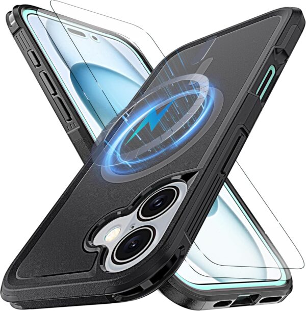 IPhone 16 Case with MagSafe Heavy Duty Full-Body Case for iPhone 16 6.1"-Black