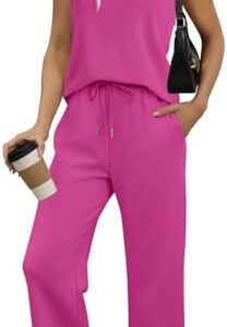 WIHOLL Airport Outfits for Women 2 Piece Lounge Set Women Travel Outfits