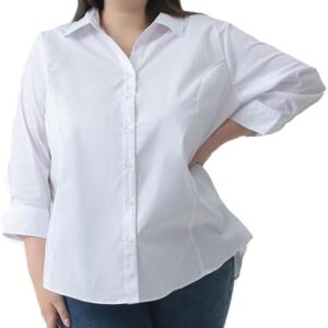 Plus Size Women's 3/4 Sleeve V-Neck Blouses