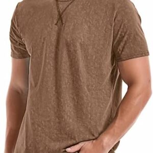KLIEGOU Men's T-Shirts - Elasticity Cotton Crew Neck Tees 2166 Khaki XL |